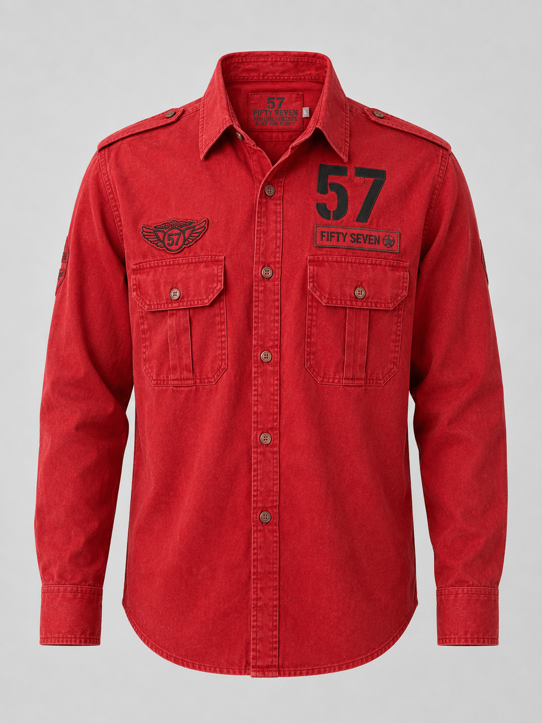 57brand Aviator Blood-Red Twill Shirt