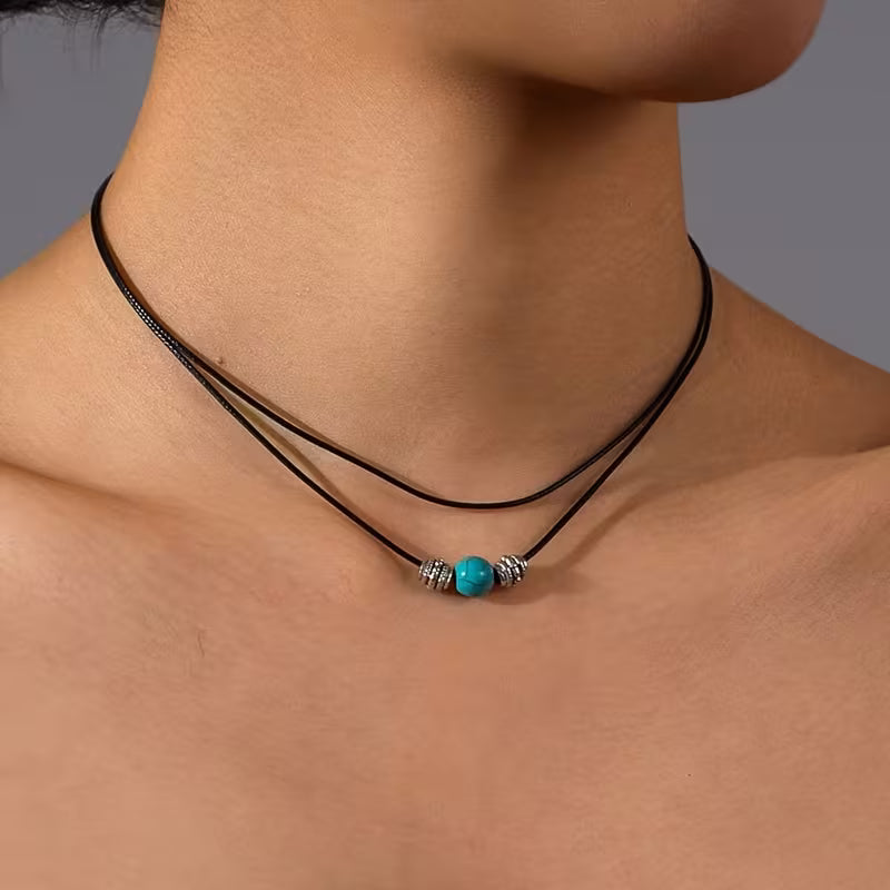 Bohemian Double-Layer Turquoise Pendant Necklace