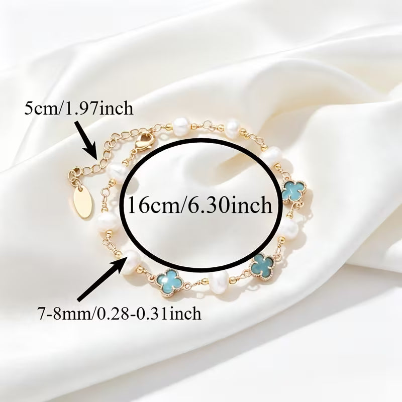 Freshwater Pearl & Amazonite Flower Bracelet