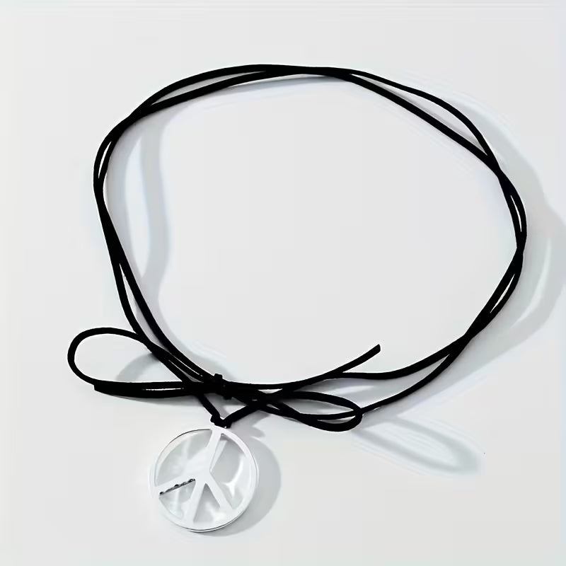 Vintage Bohemian Peace Sign Pendant Necklace
