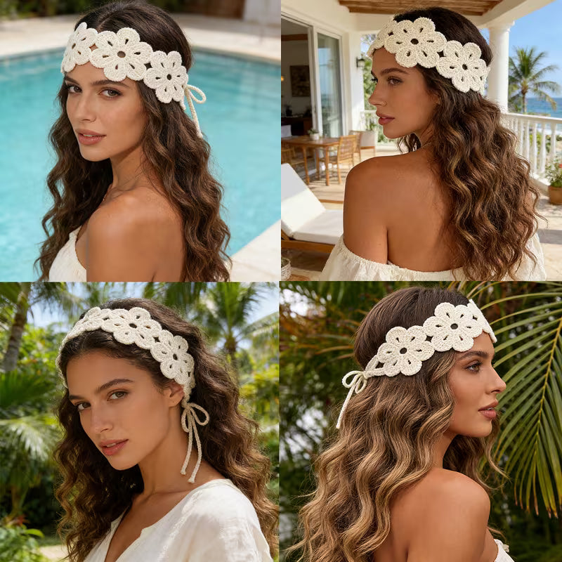 Bohemian Crochet Flower Headband
