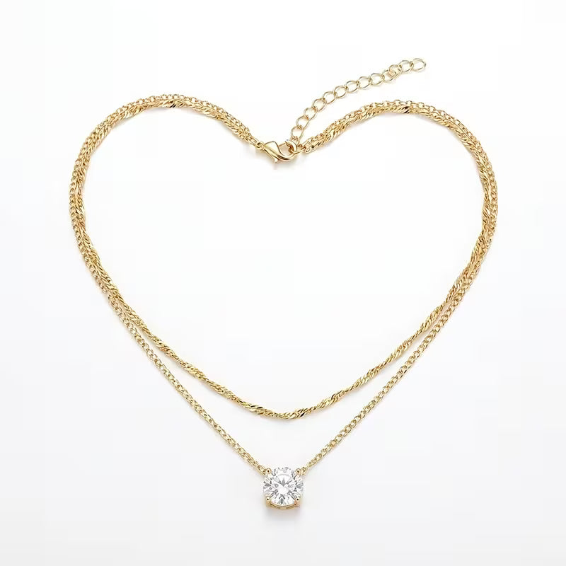 Vintage Geometric Double-Layer Chain Necklace