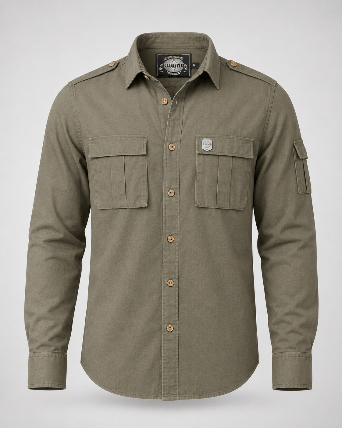 Men's Olive MilitaryCargo Shirt
