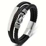 Vintage Braided Faux Leather Charm Bracelet