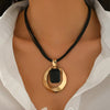 Black Cord Square Pendant Necklace