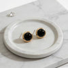 Black Acrylic Dome Stud Earrings with Gold Trim