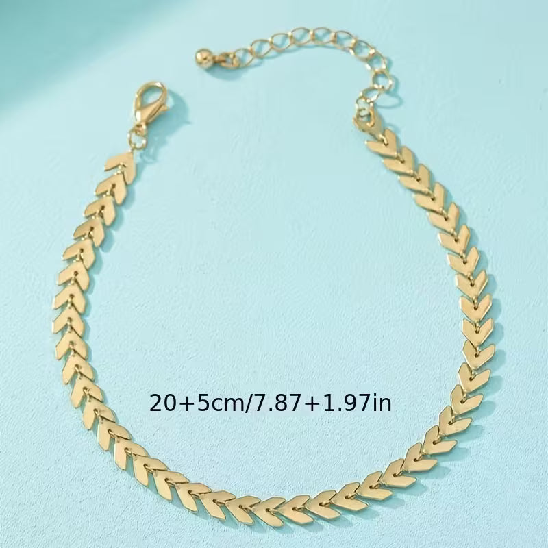 18K Golden Copper Leaf Chain Versatile Ankle Chain