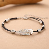 Vintage Double Layer Feather Anklet – Bohemian Adjustable Ankle Chain