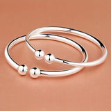 Adjustable Double Ball Open Cuff Bracelet