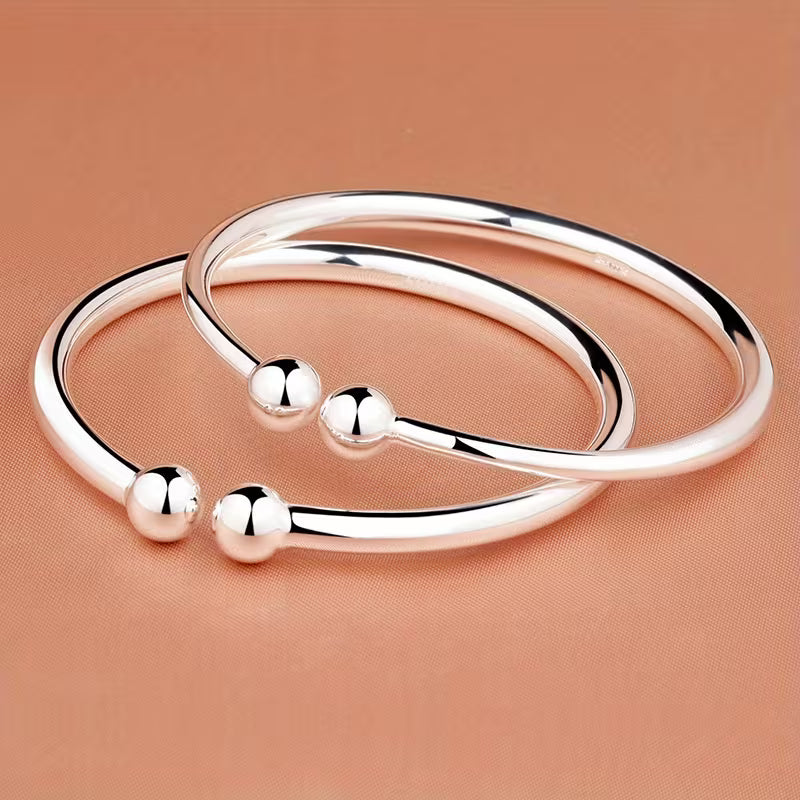 Adjustable Double Ball Open Cuff Bracelet