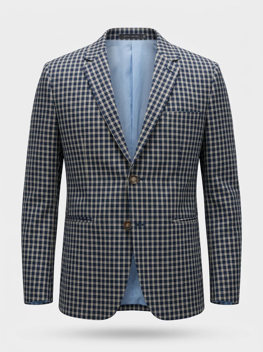 Men’s 100% Cotton Checkered Blazer