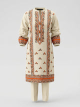 Beige Block Print Kurta Set