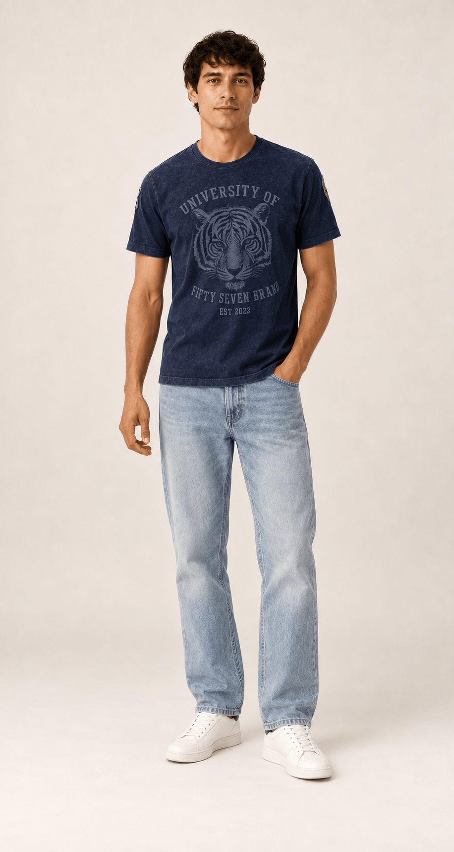 Men's 100% cotton True Denim Collegiate Tiger Tee