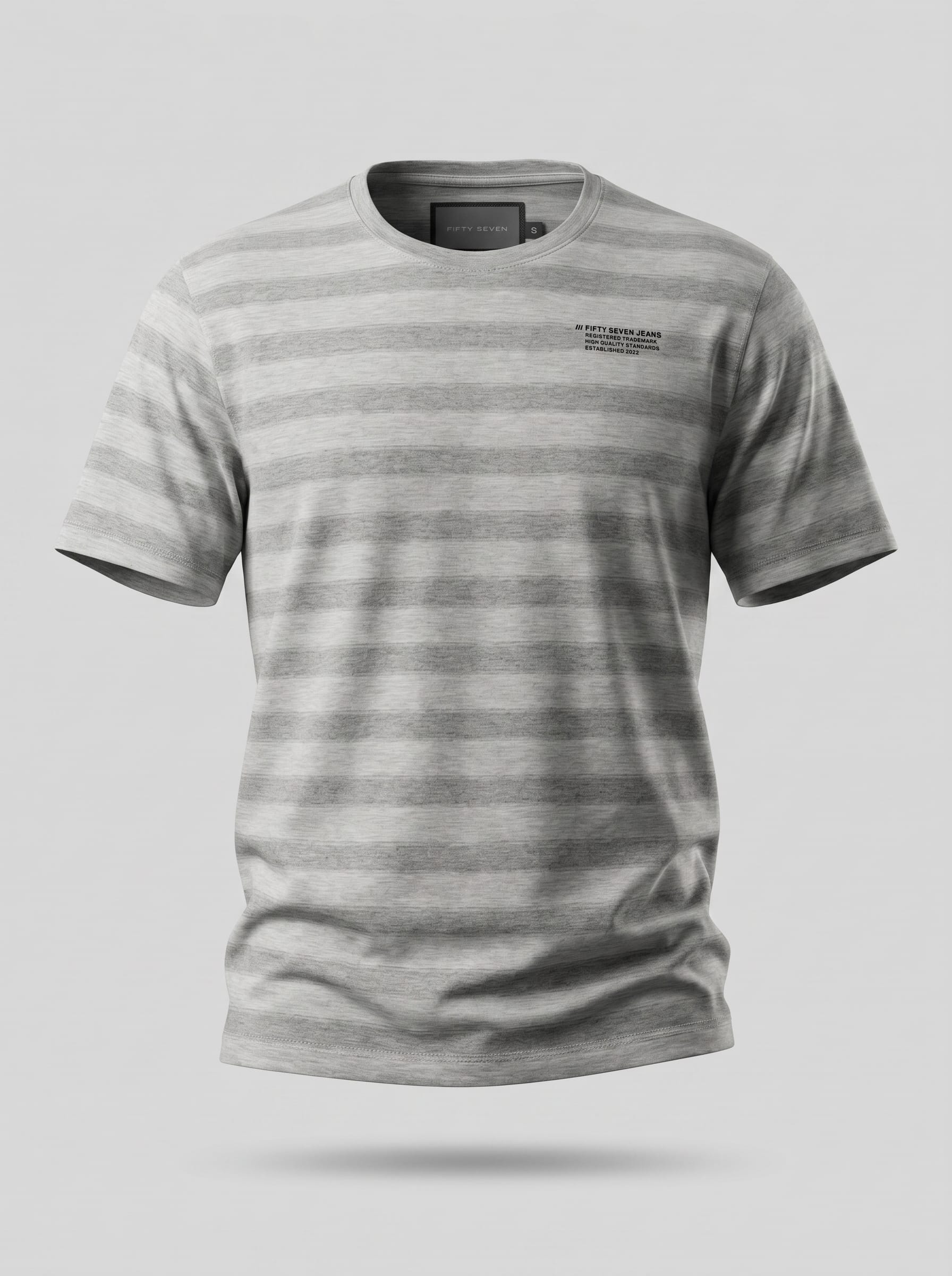 Heather Grey Stripe College Tee