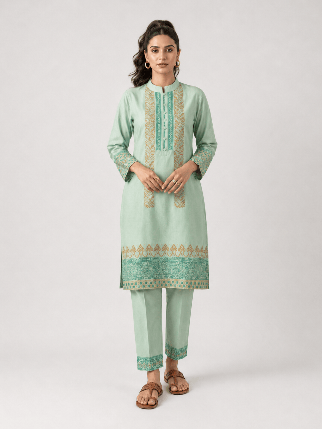 Mint Green Block Print Set