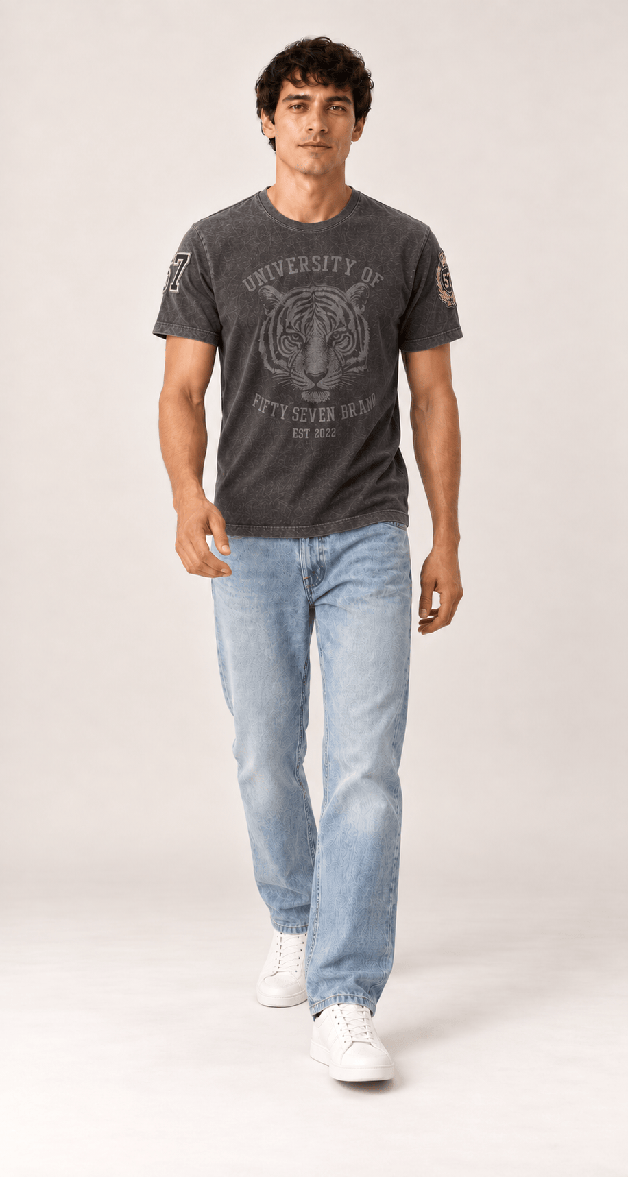Men's 100% cotton True Denim Collegiate Tiger Tee
