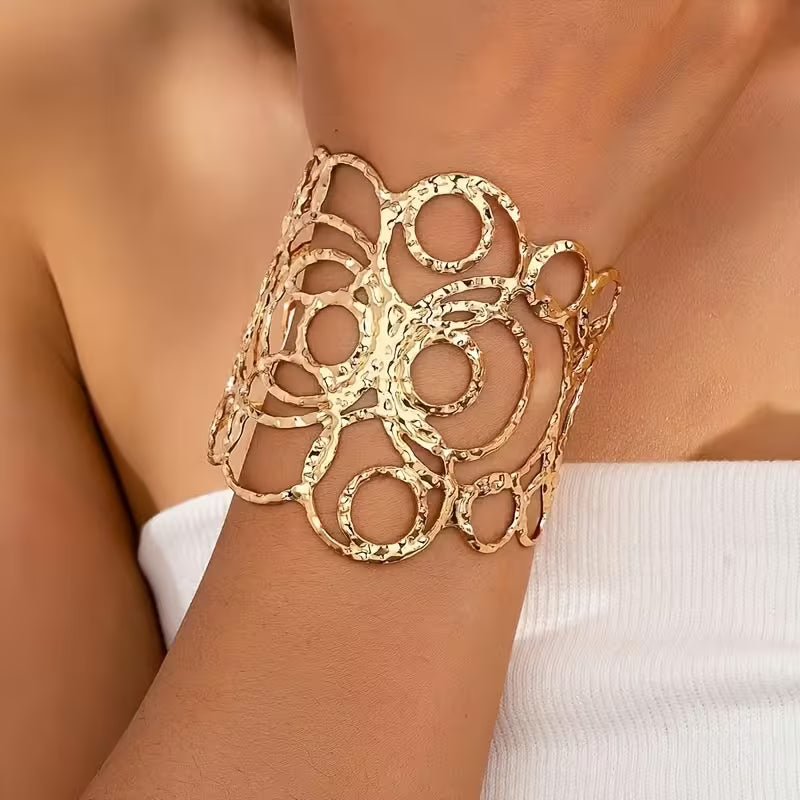 Vintage Hammered Open Cuff Bracelet