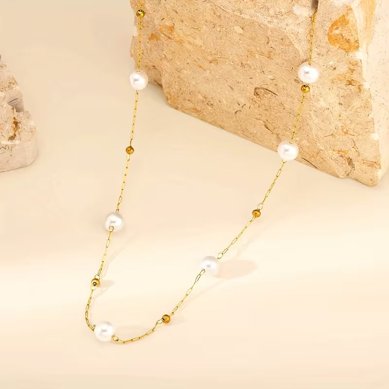 Elegant Pearl Stainless Steel Necklace