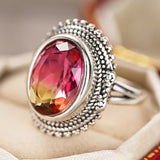 Vintage Rainbow Oval Zirconia Ring