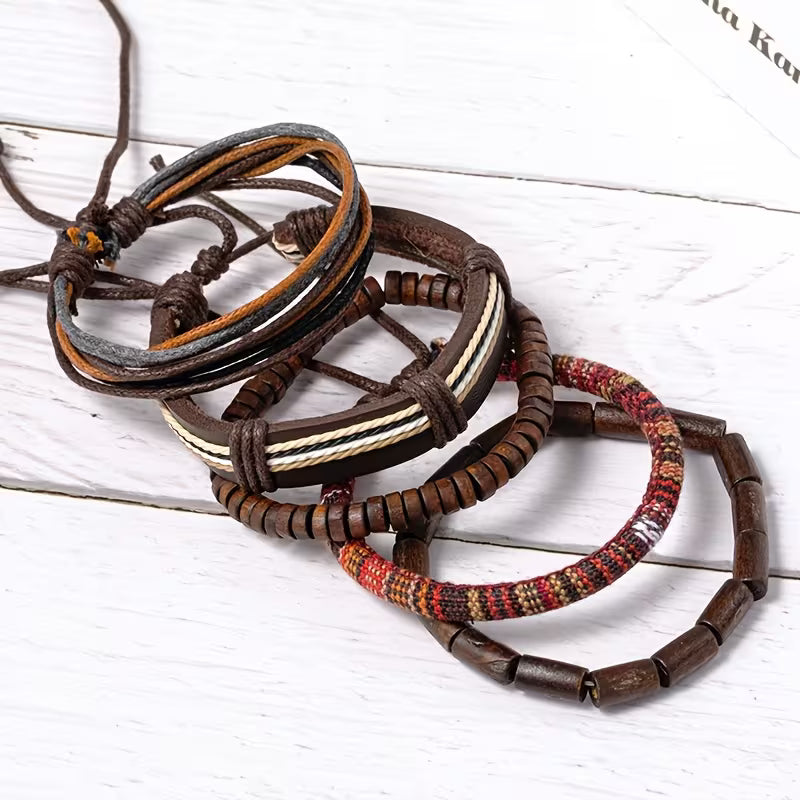 5PCS Ethnic Handwoven Boho Bracelet Set