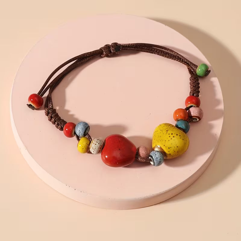 Colorful Ethnic Ceramic Bead Bracelet