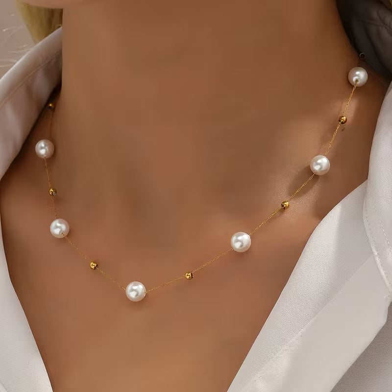 Elegant Pearl Stainless Steel Necklace