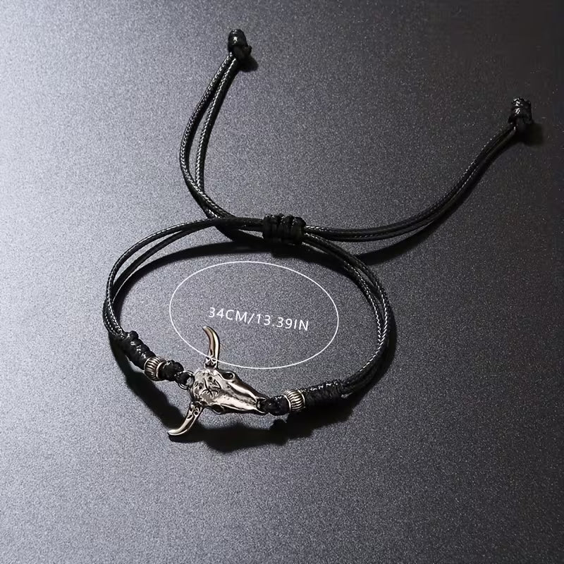 Western Bull Head Woven Bracelet