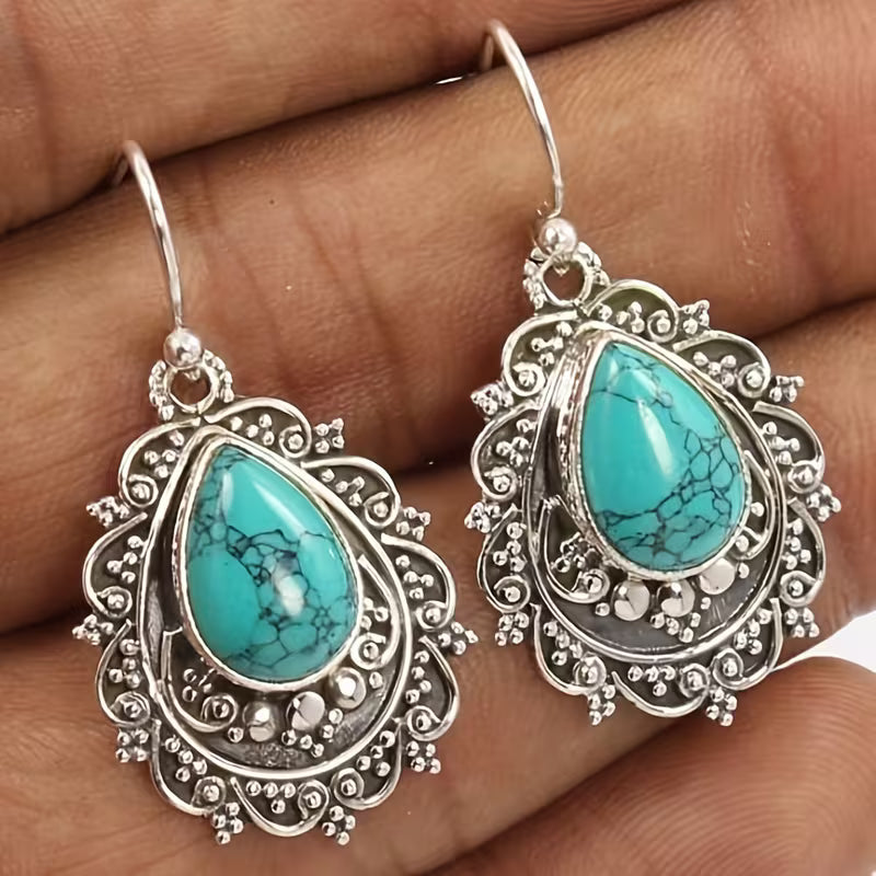 Vintage Turquoise Teardrop Earrings