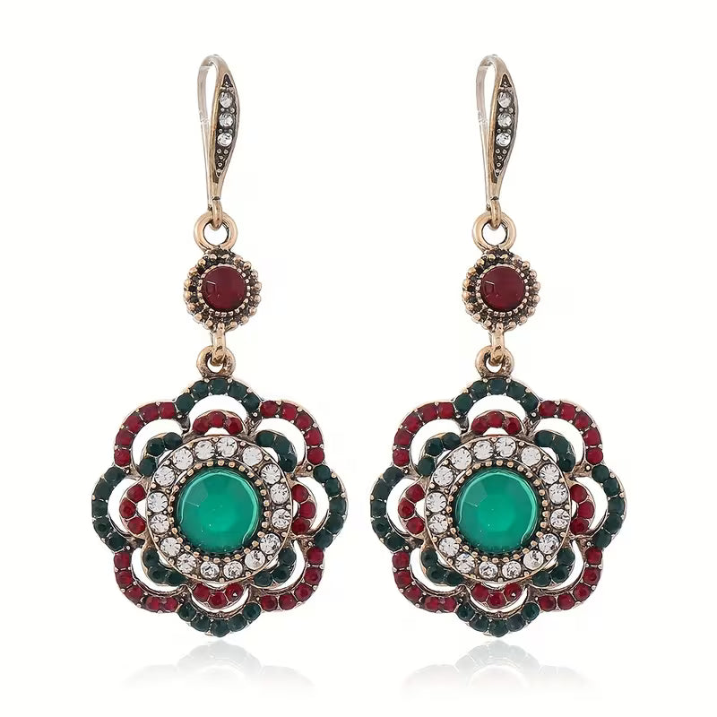 Rhinestone Sunflower Drop Earrings