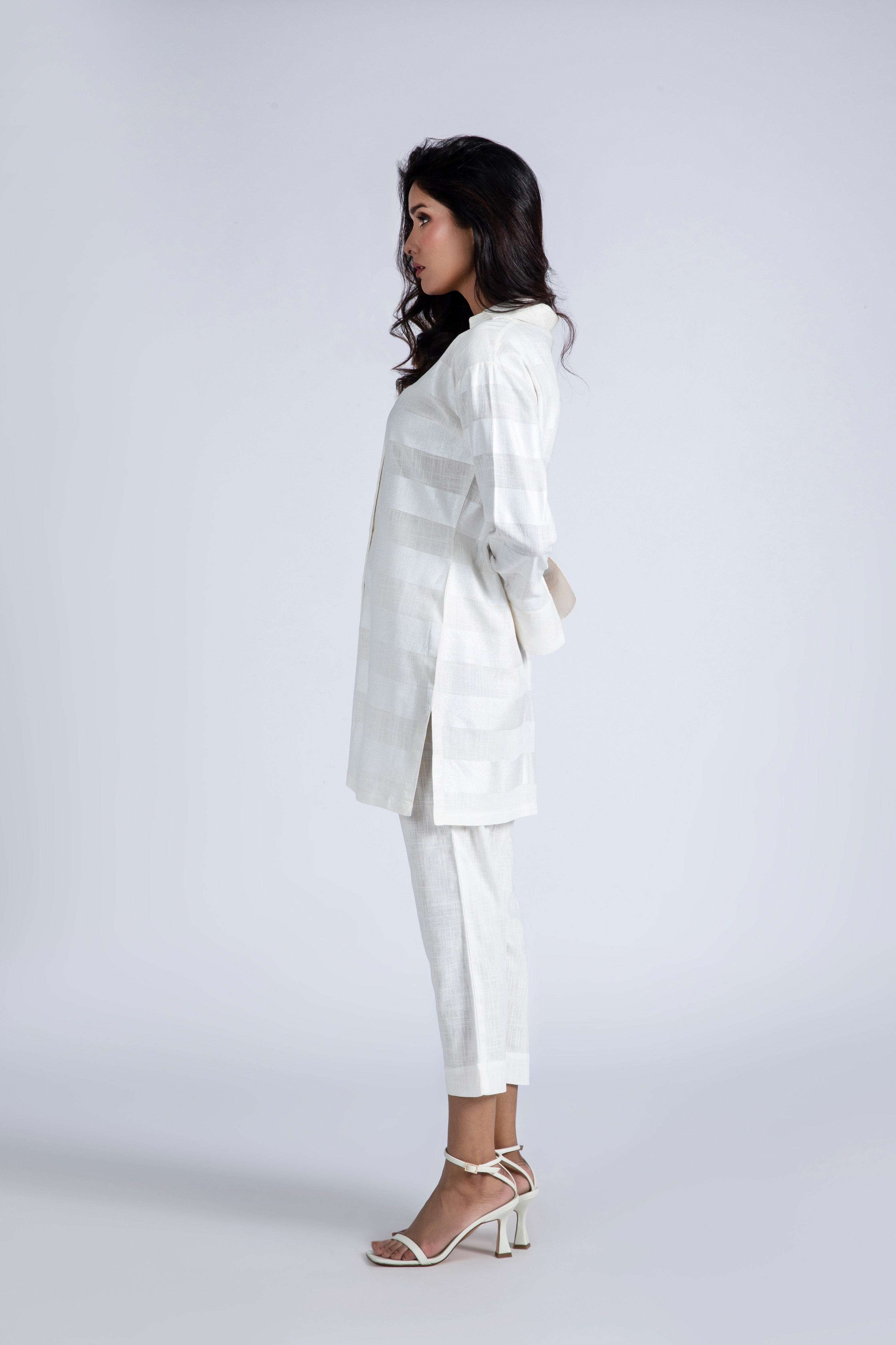 Tonal Print Linen Top With Pant