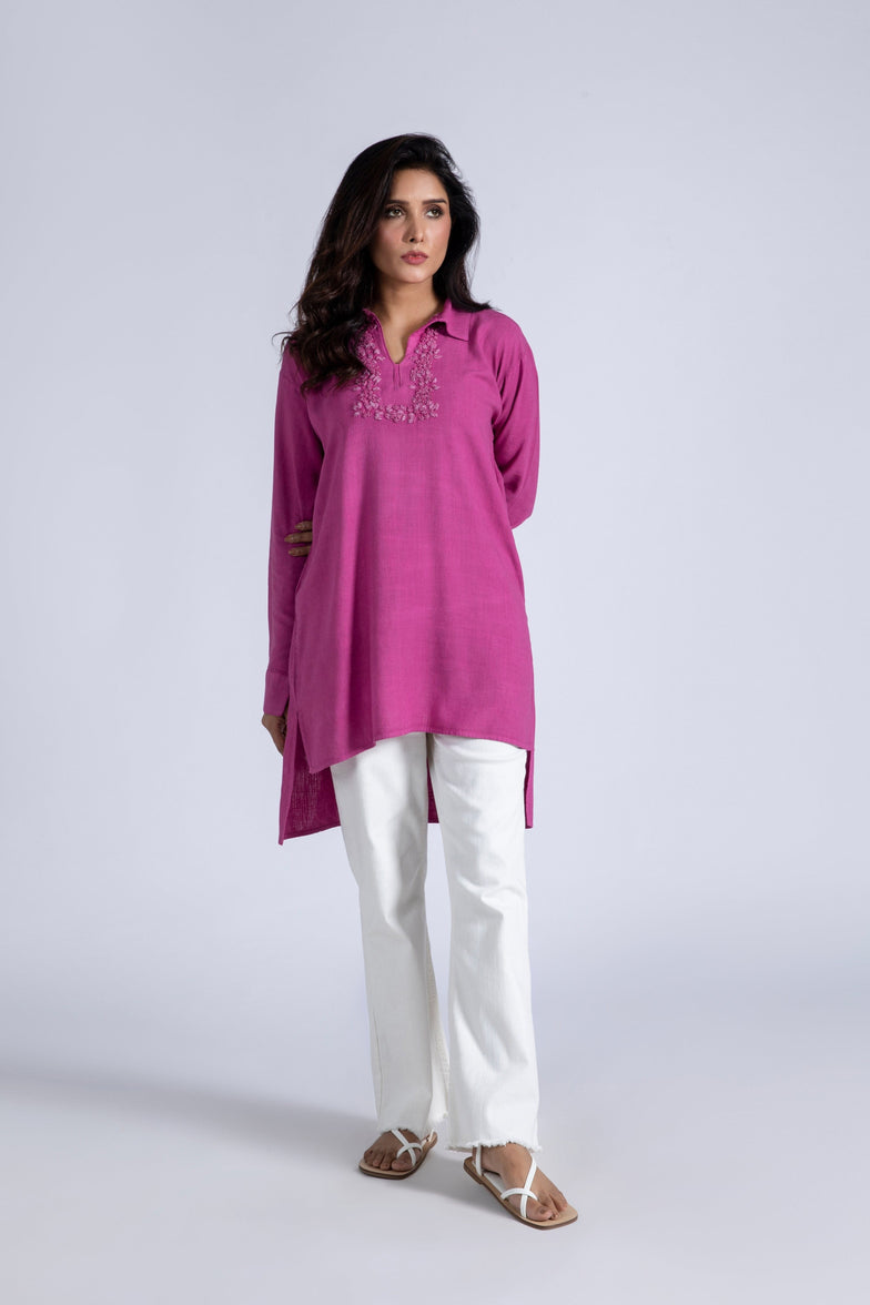 Embroidered Linen Top