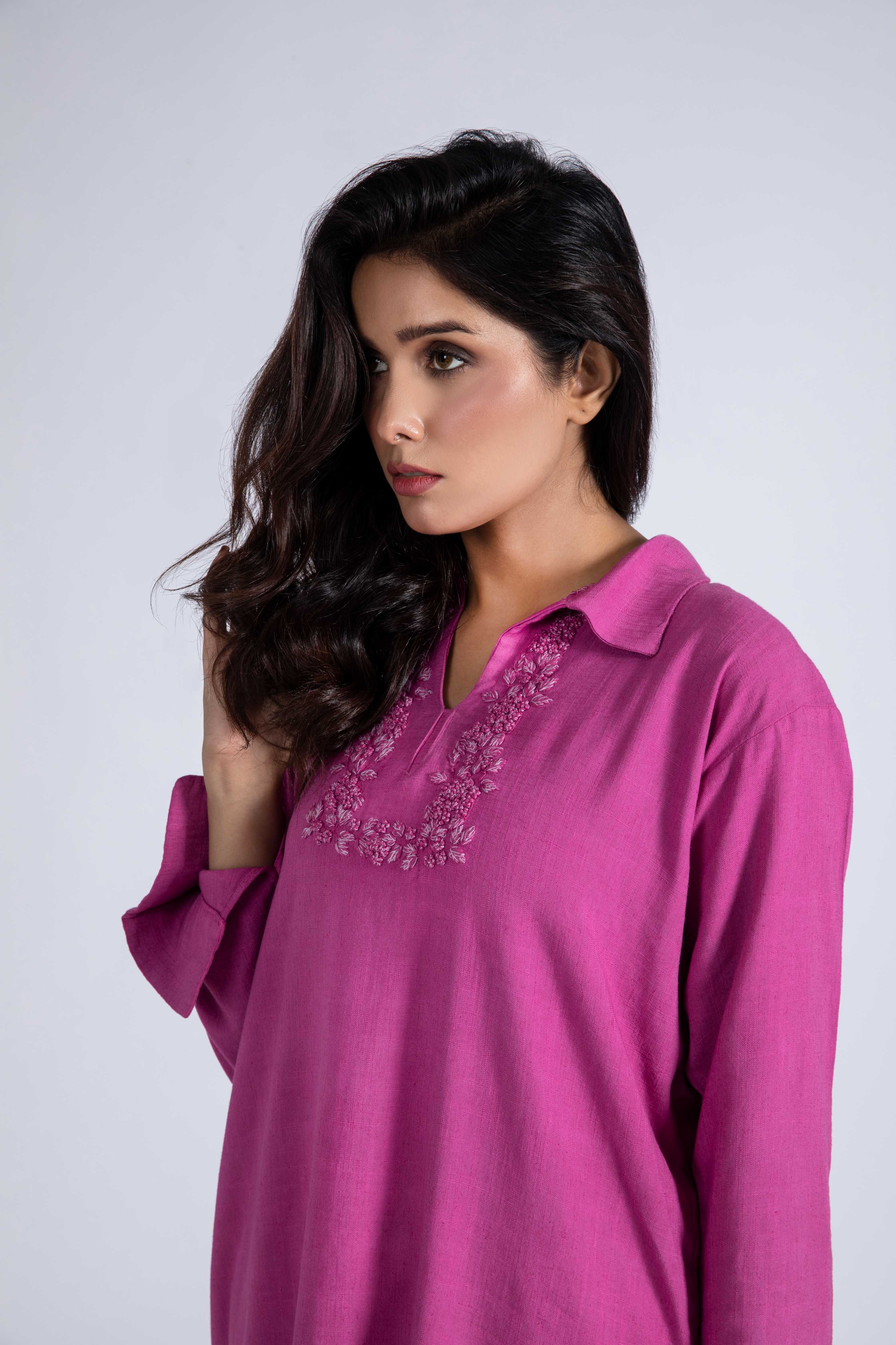 Embroidered Linen Top
