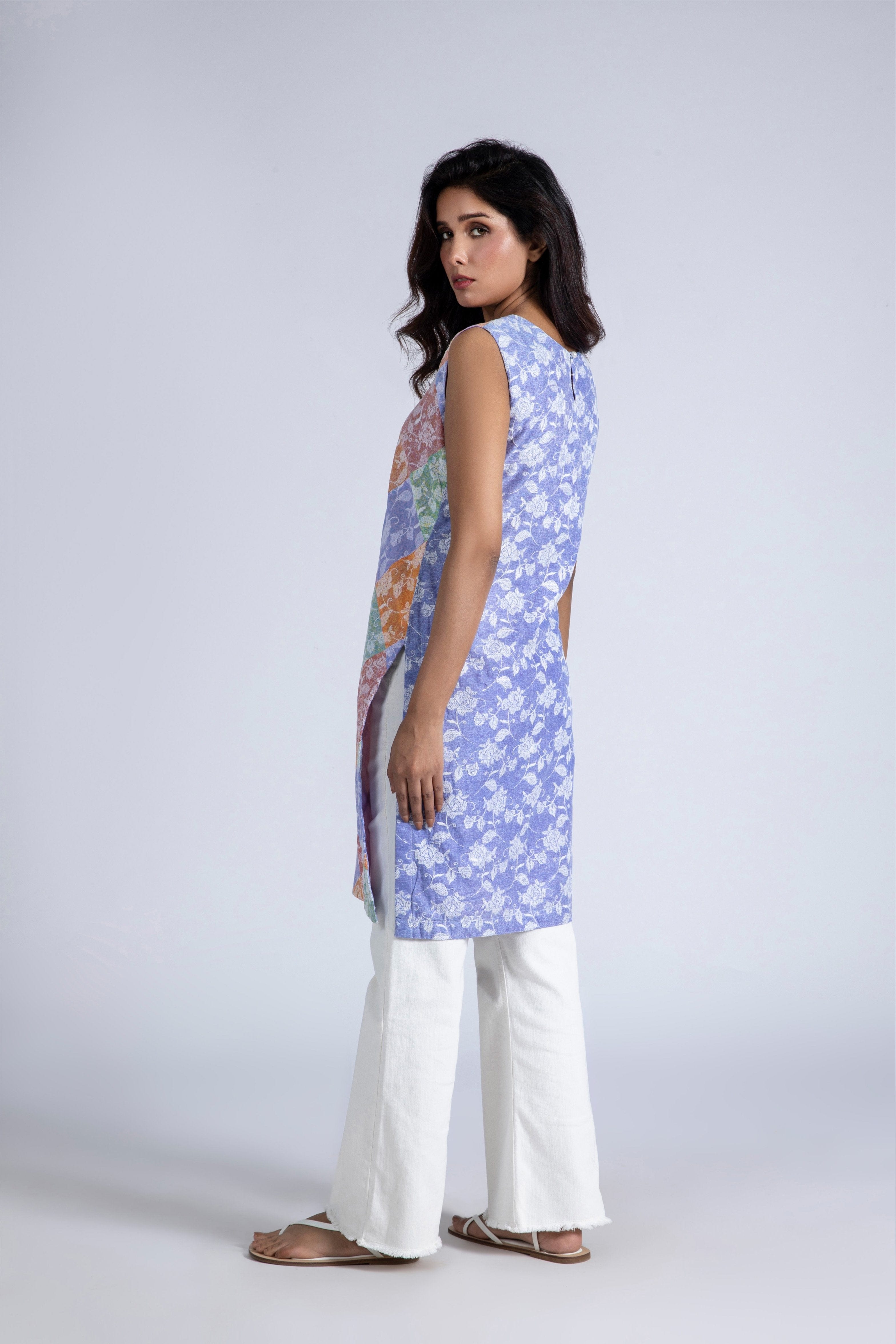 Quilted Sleeveless Floral Top