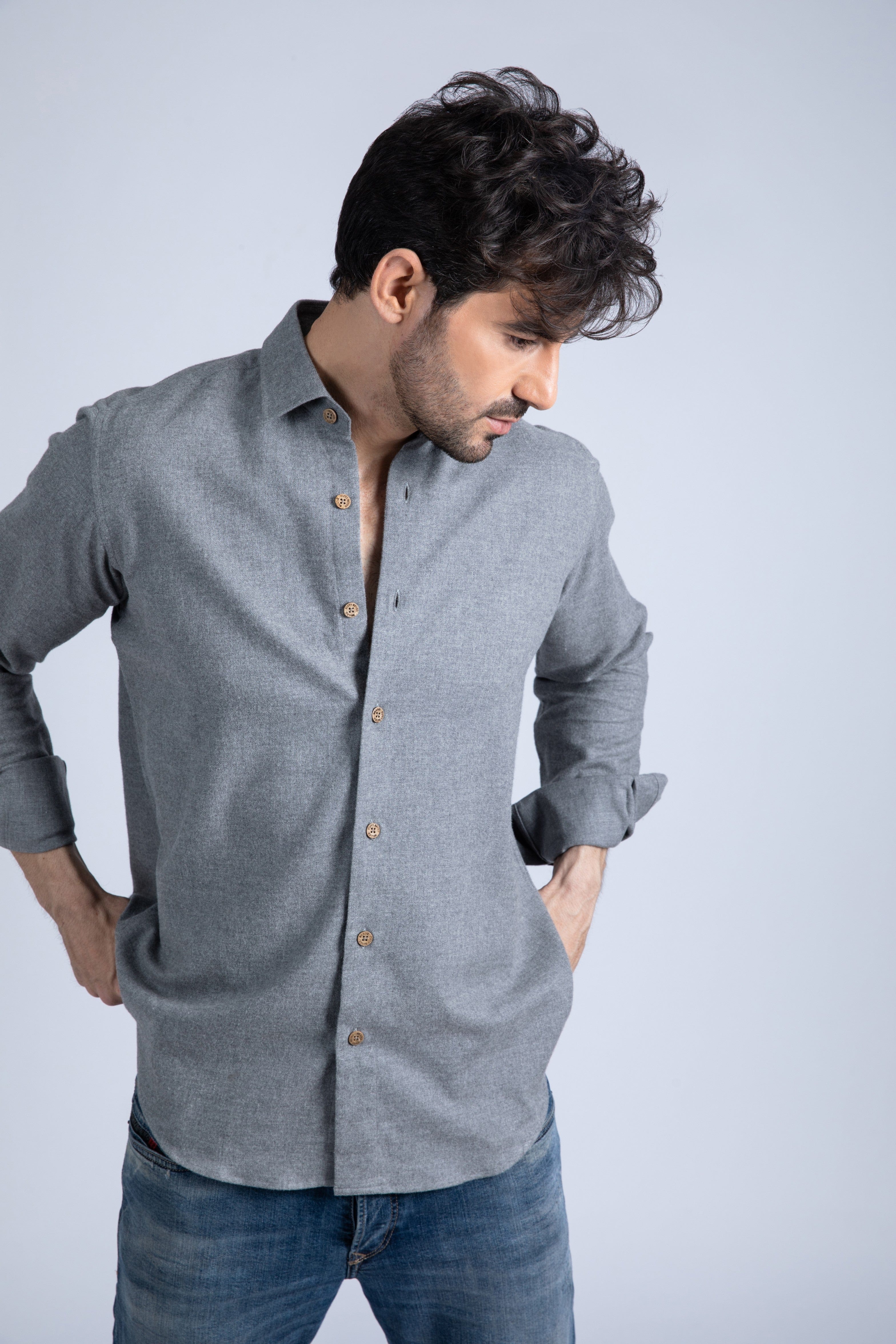Solid Color Flannel Shirt