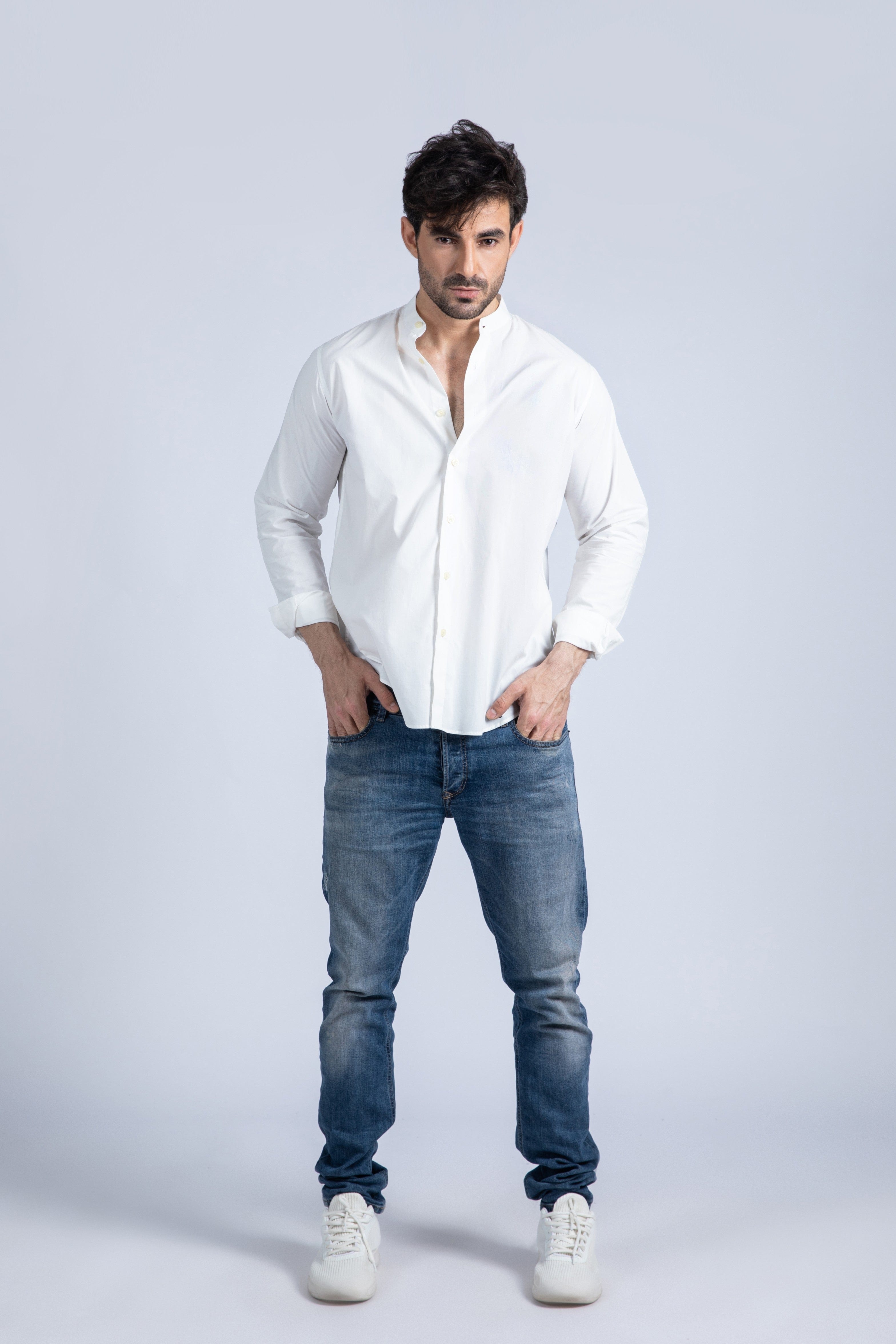 Banded Poplin Shirt