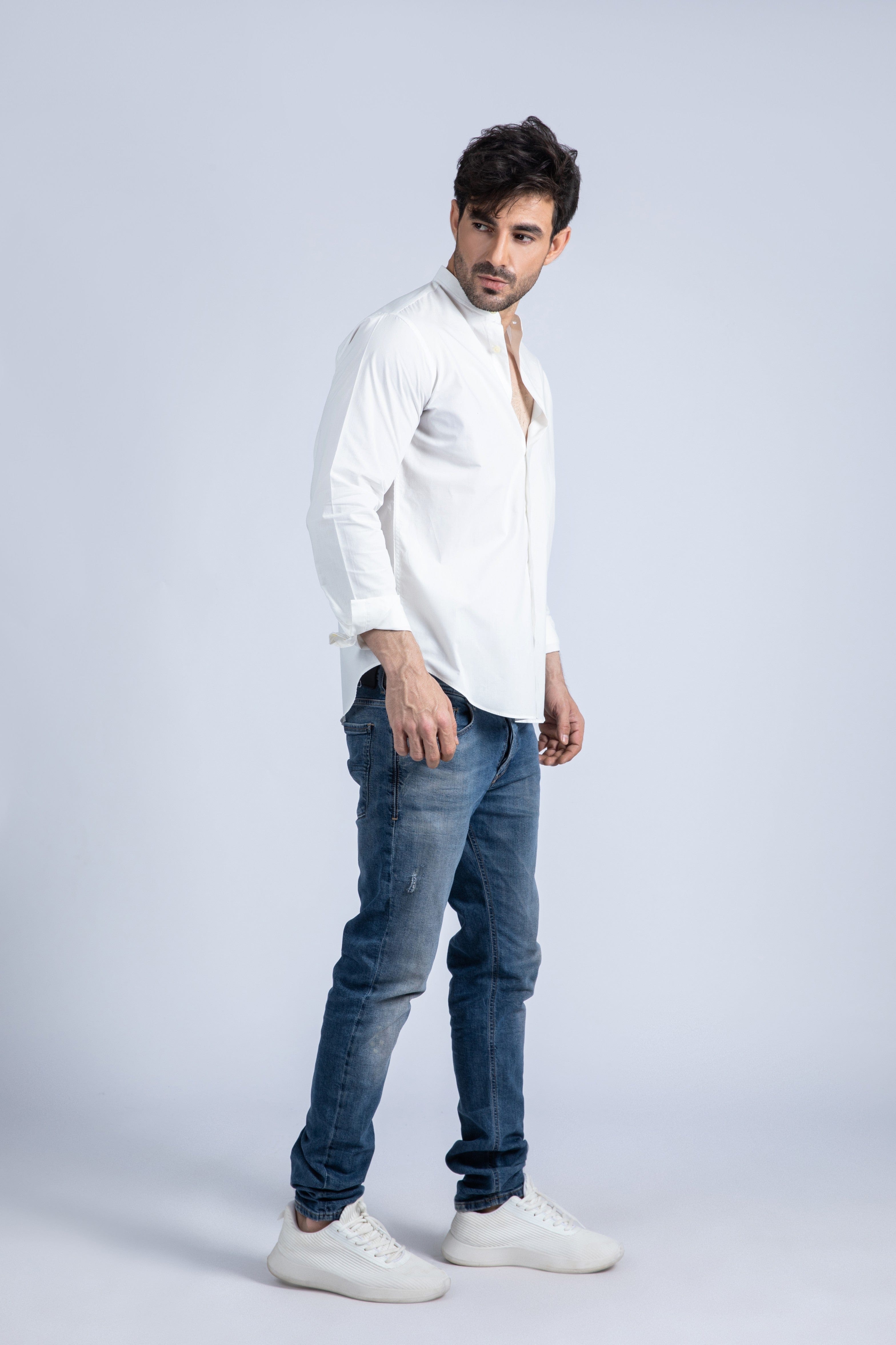 Banded Poplin Shirt
