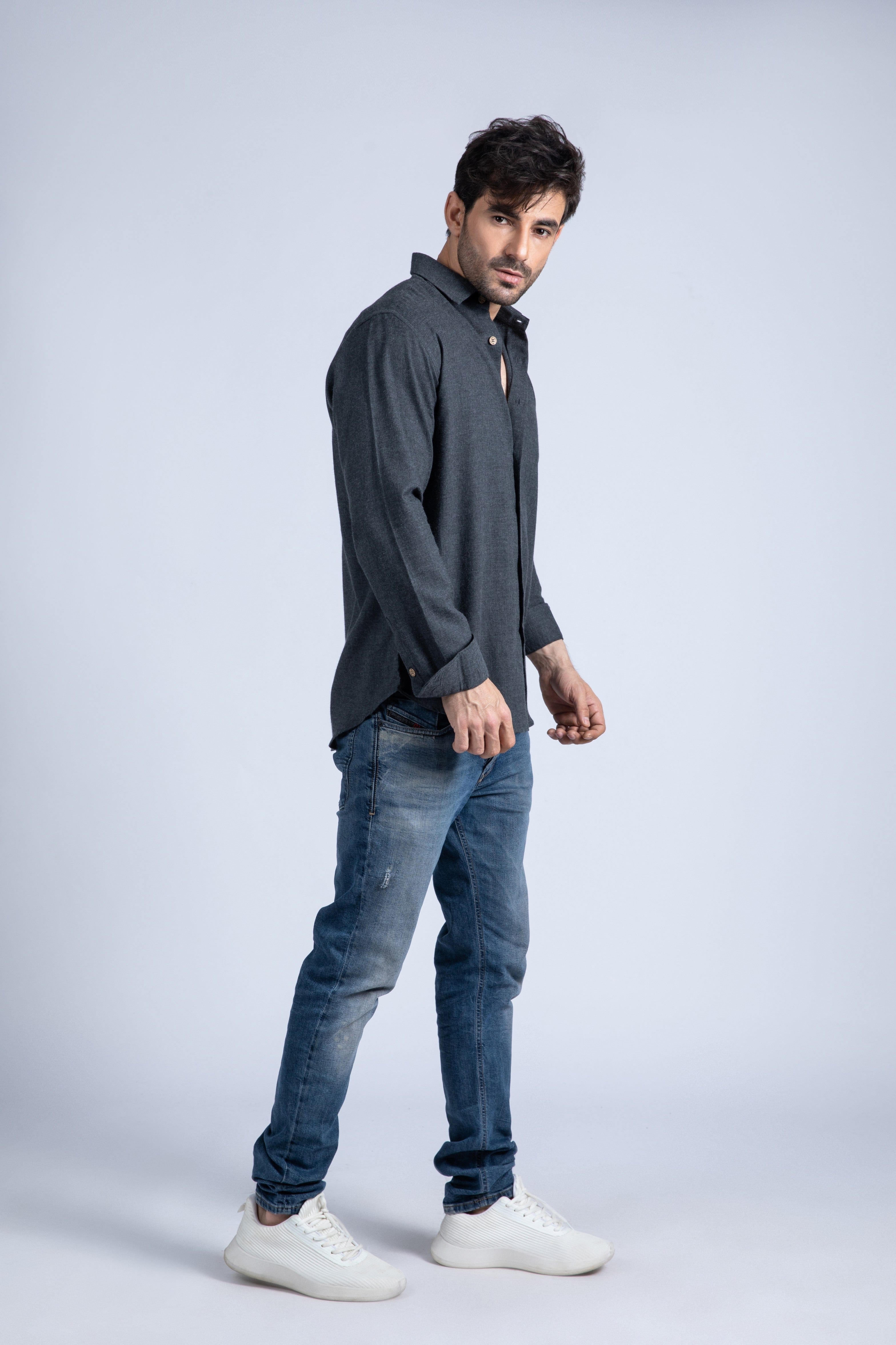 Solid Color Flannel Shirt