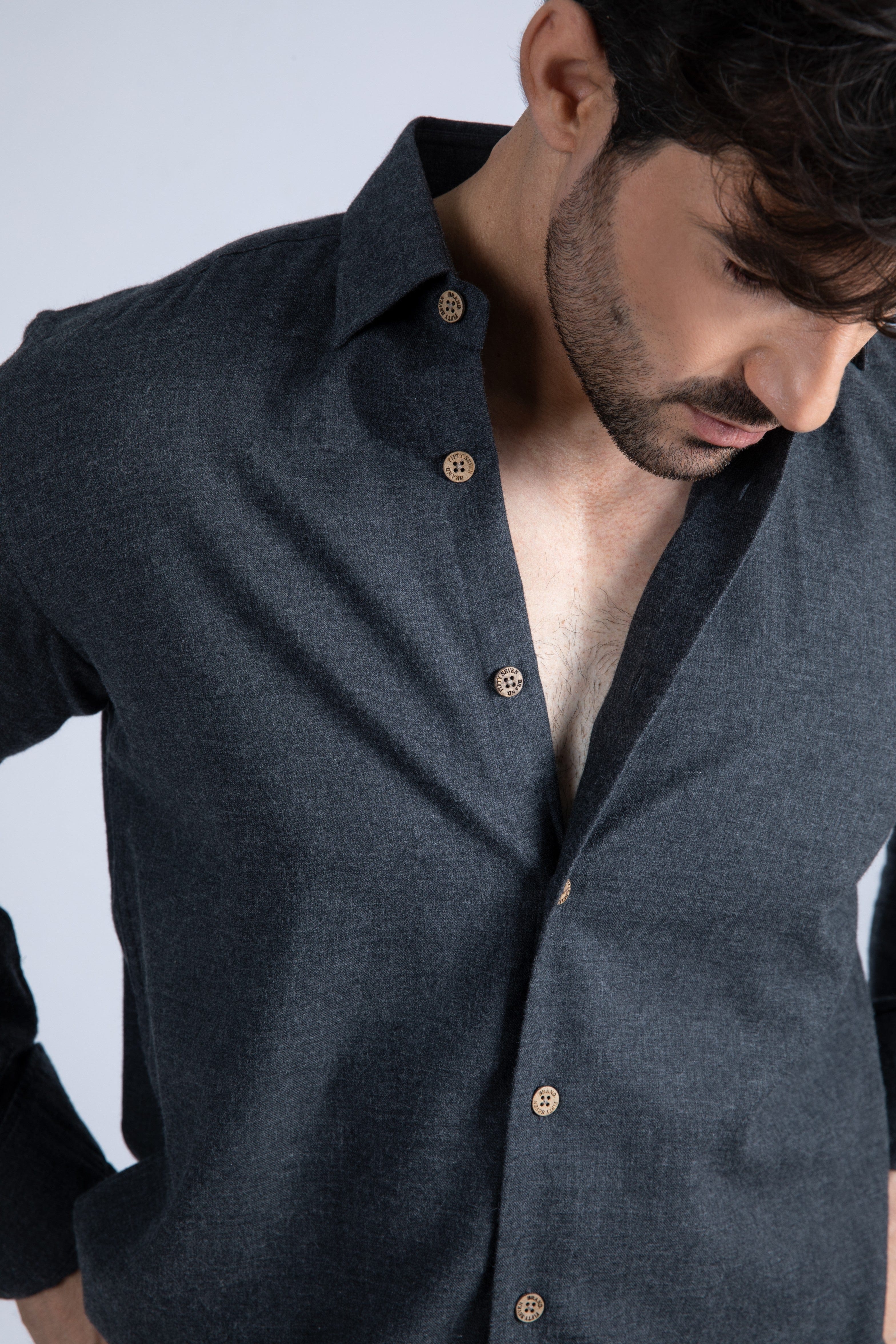 Solid Color Flannel Shirt