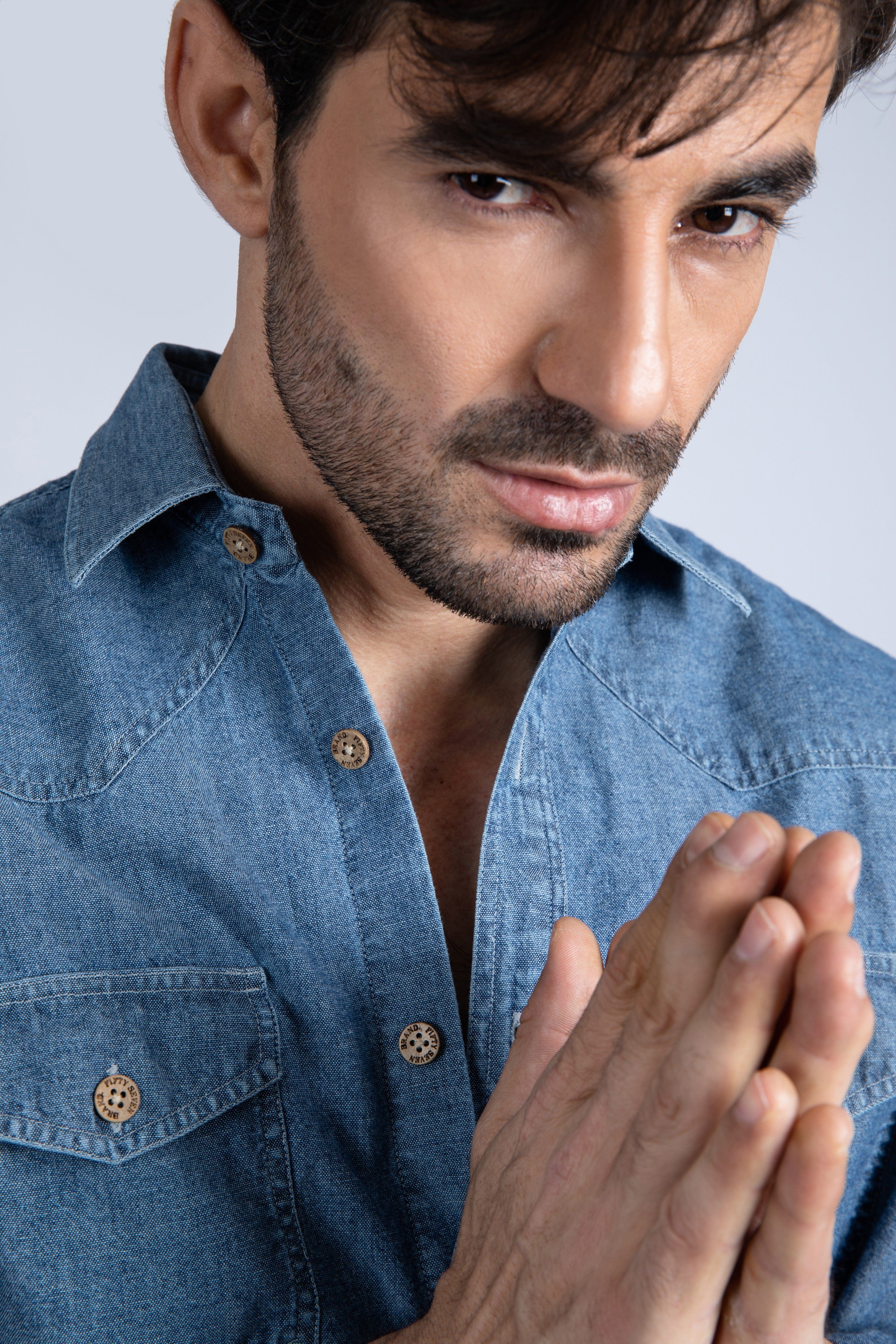 Distressed Chambray Shirt
