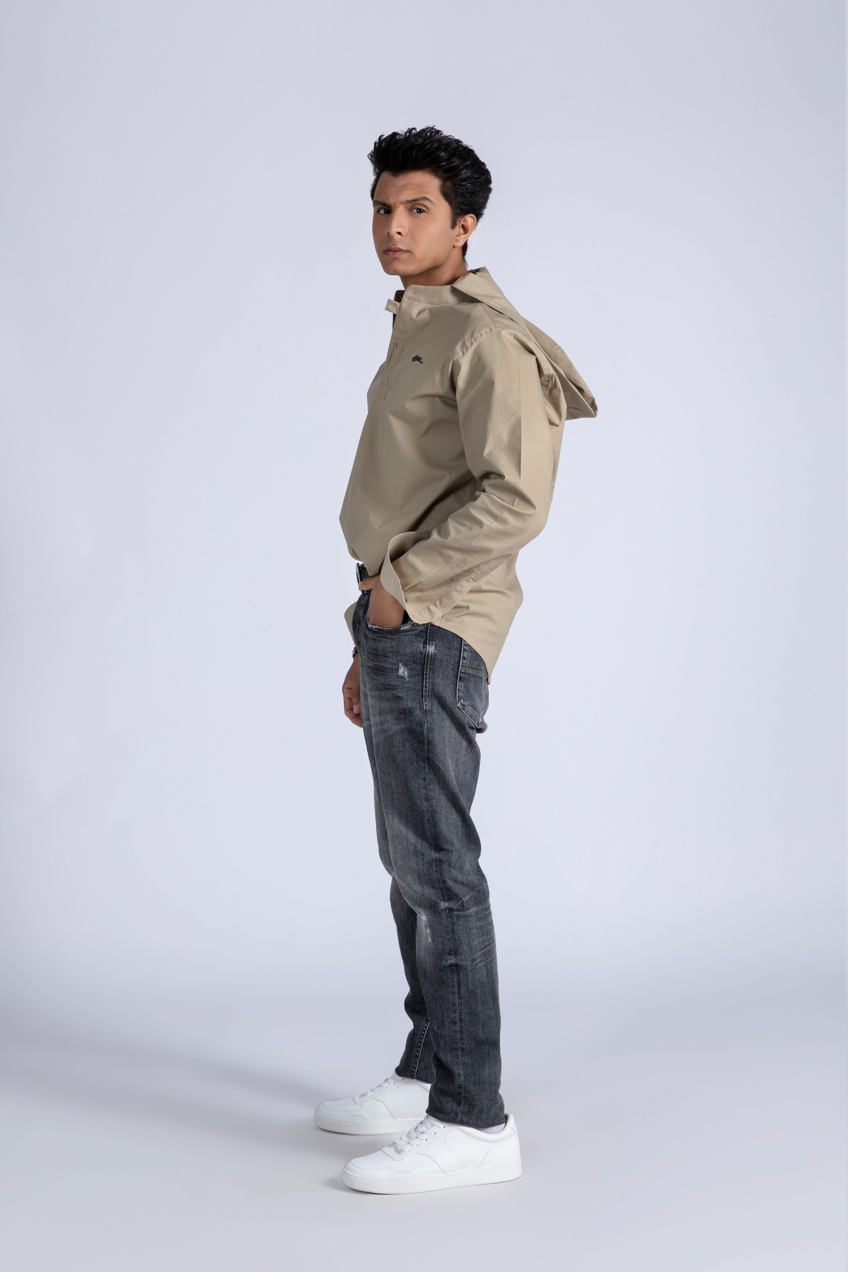 Hooded Poplin Shirt