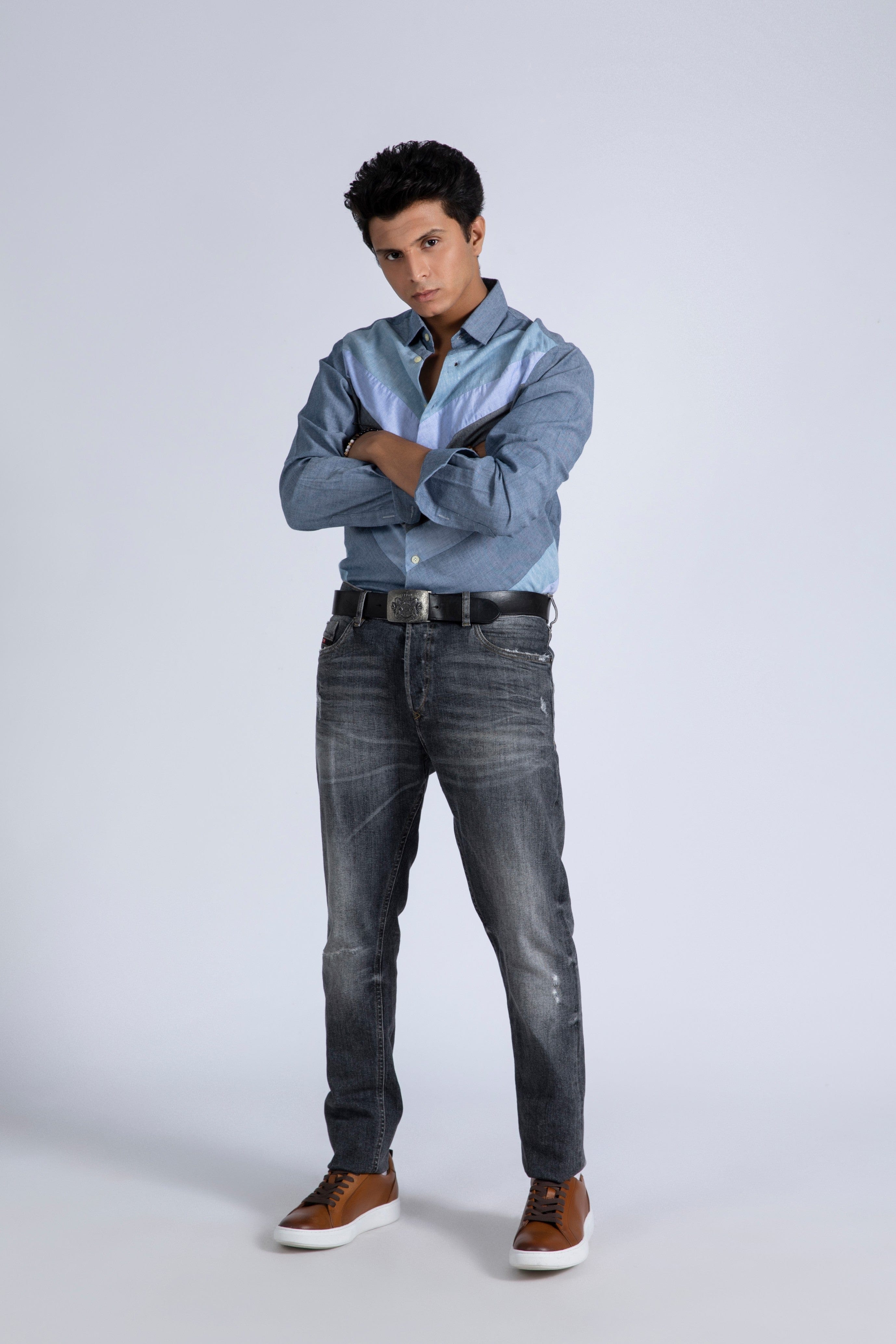 Chambray Patchwork Shirt