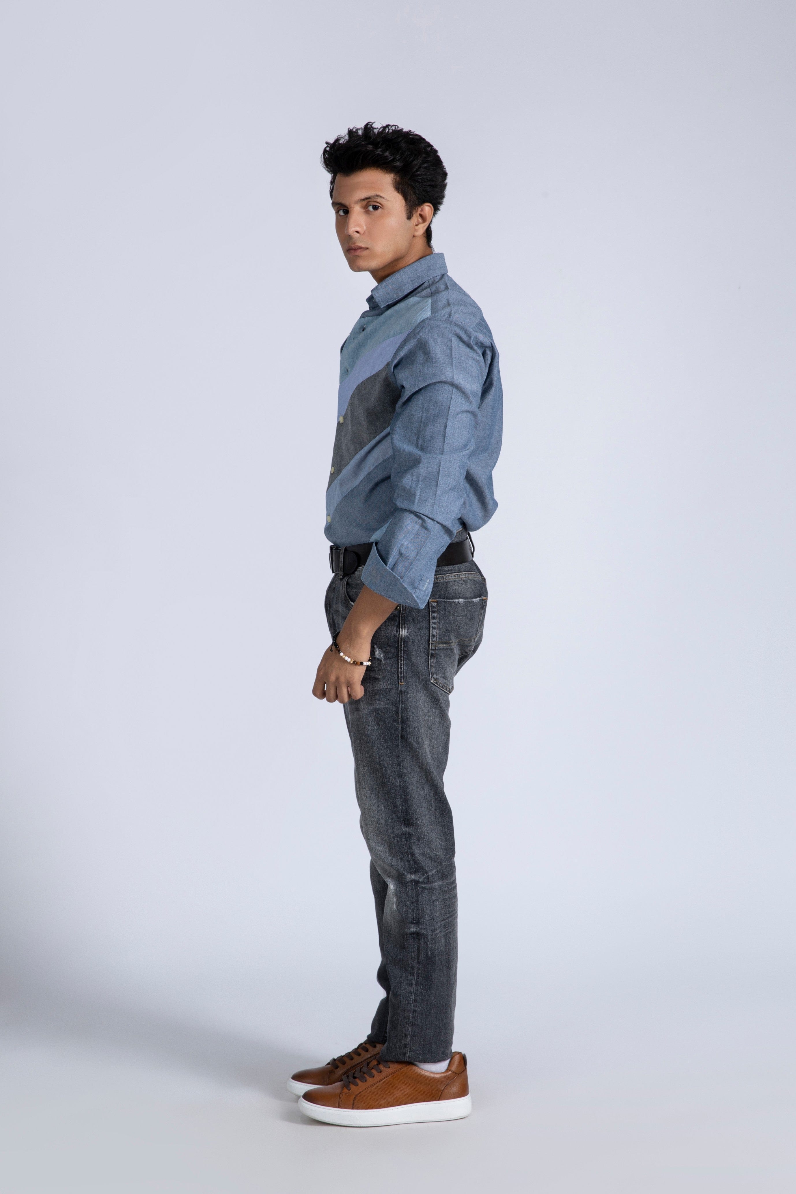 Chambray Patchwork Shirt