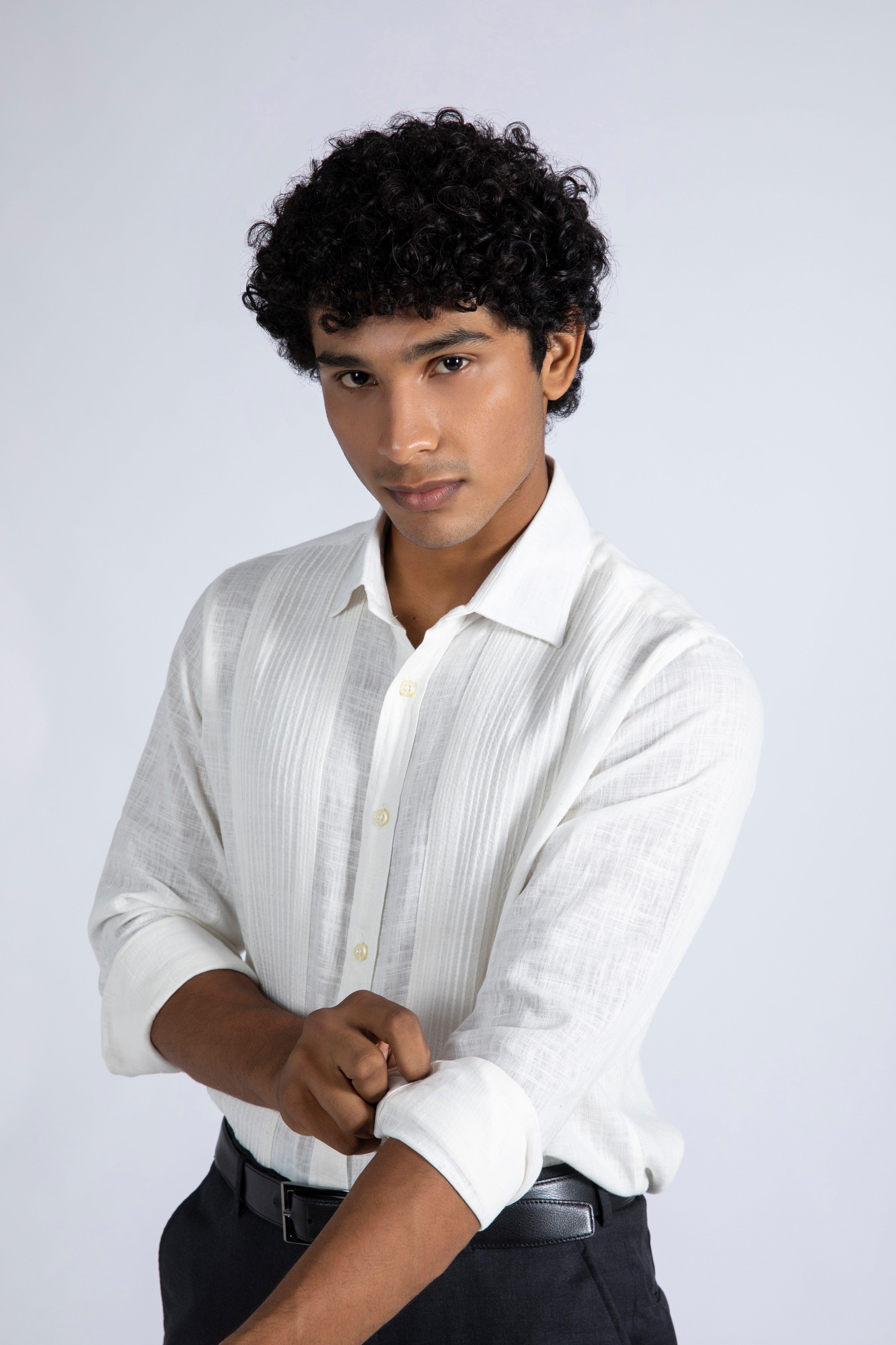 Front Pleat Linen Shirt