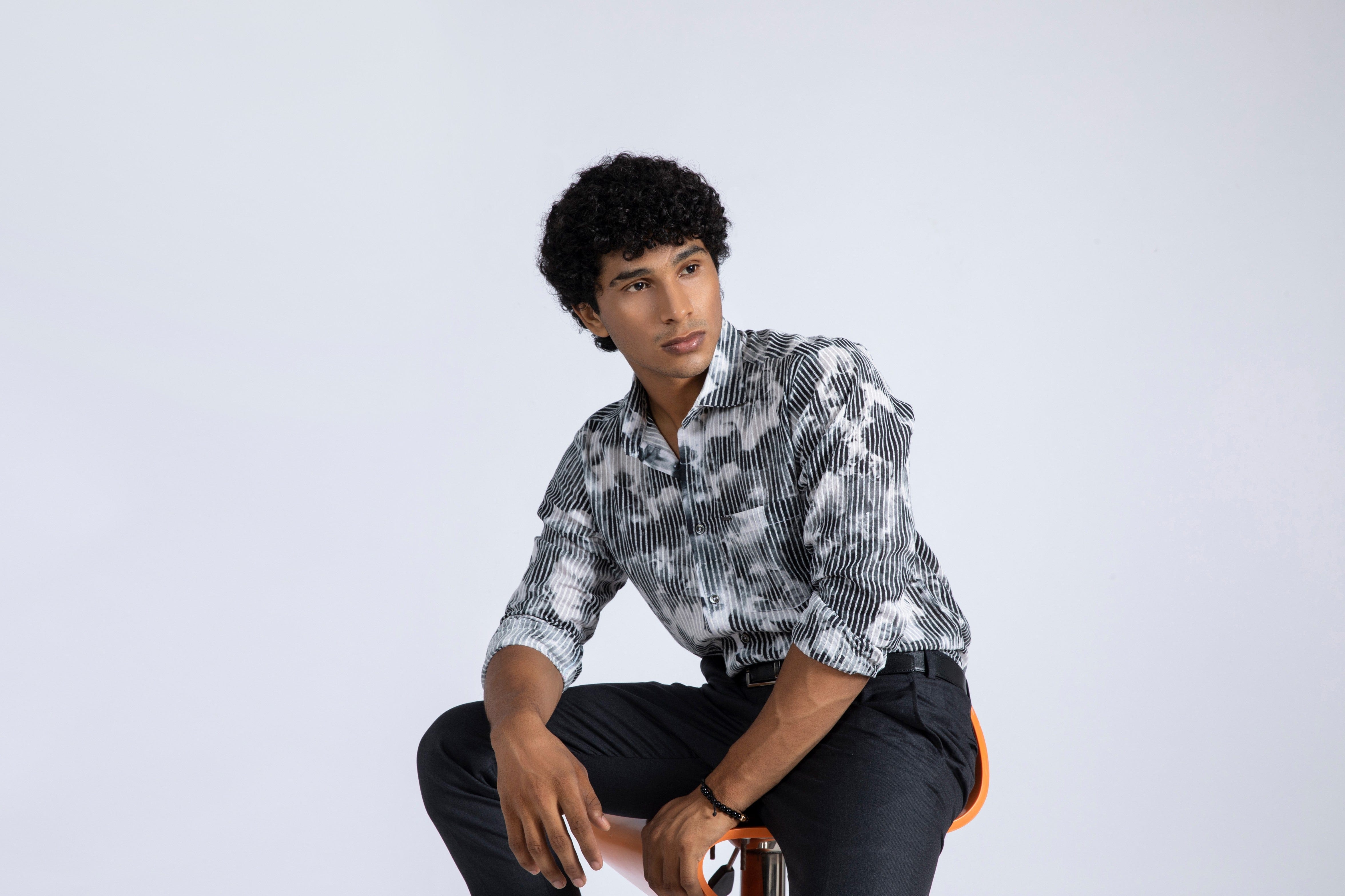 Embroidery Over Print Shirt