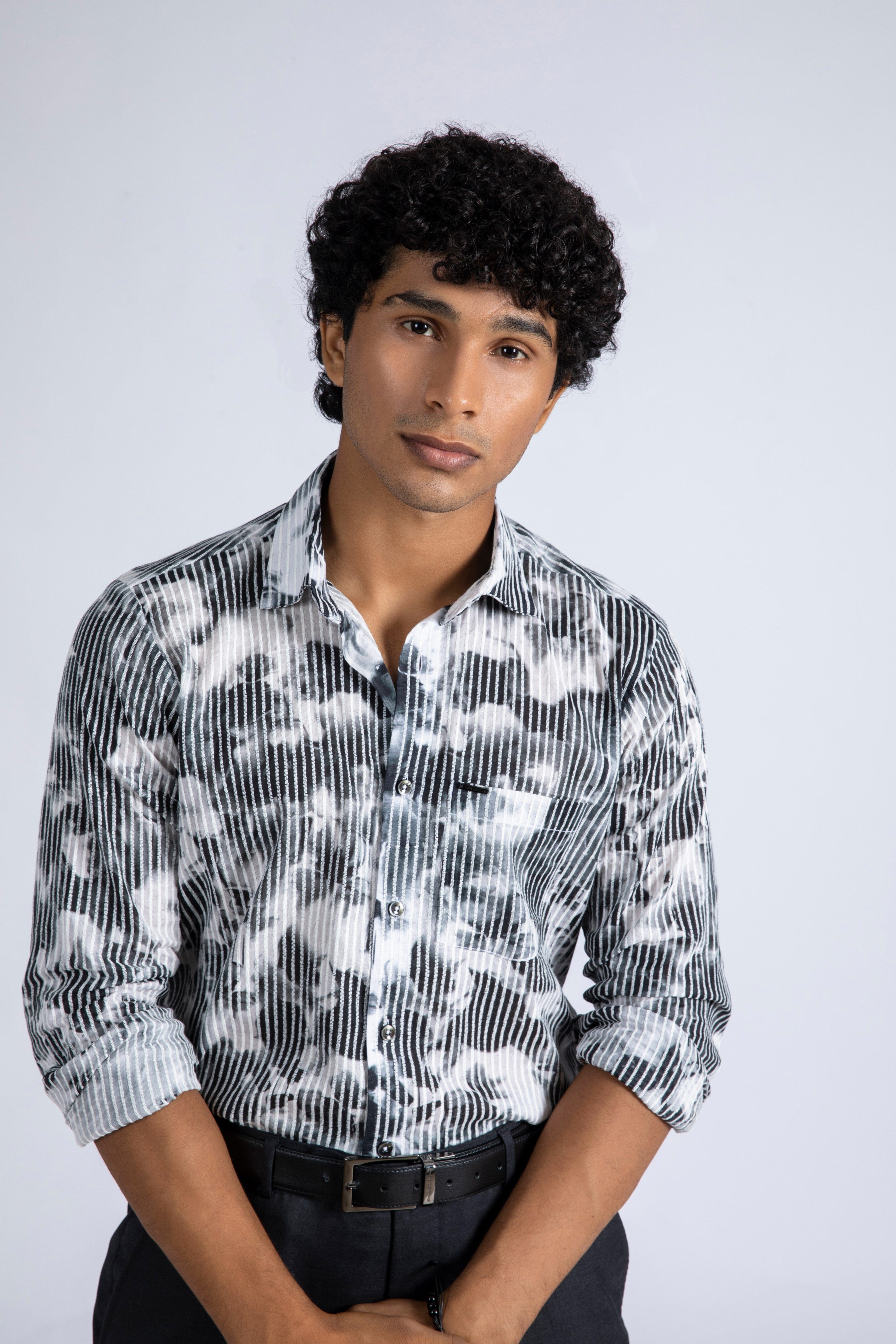 Embroidery Over Print Shirt