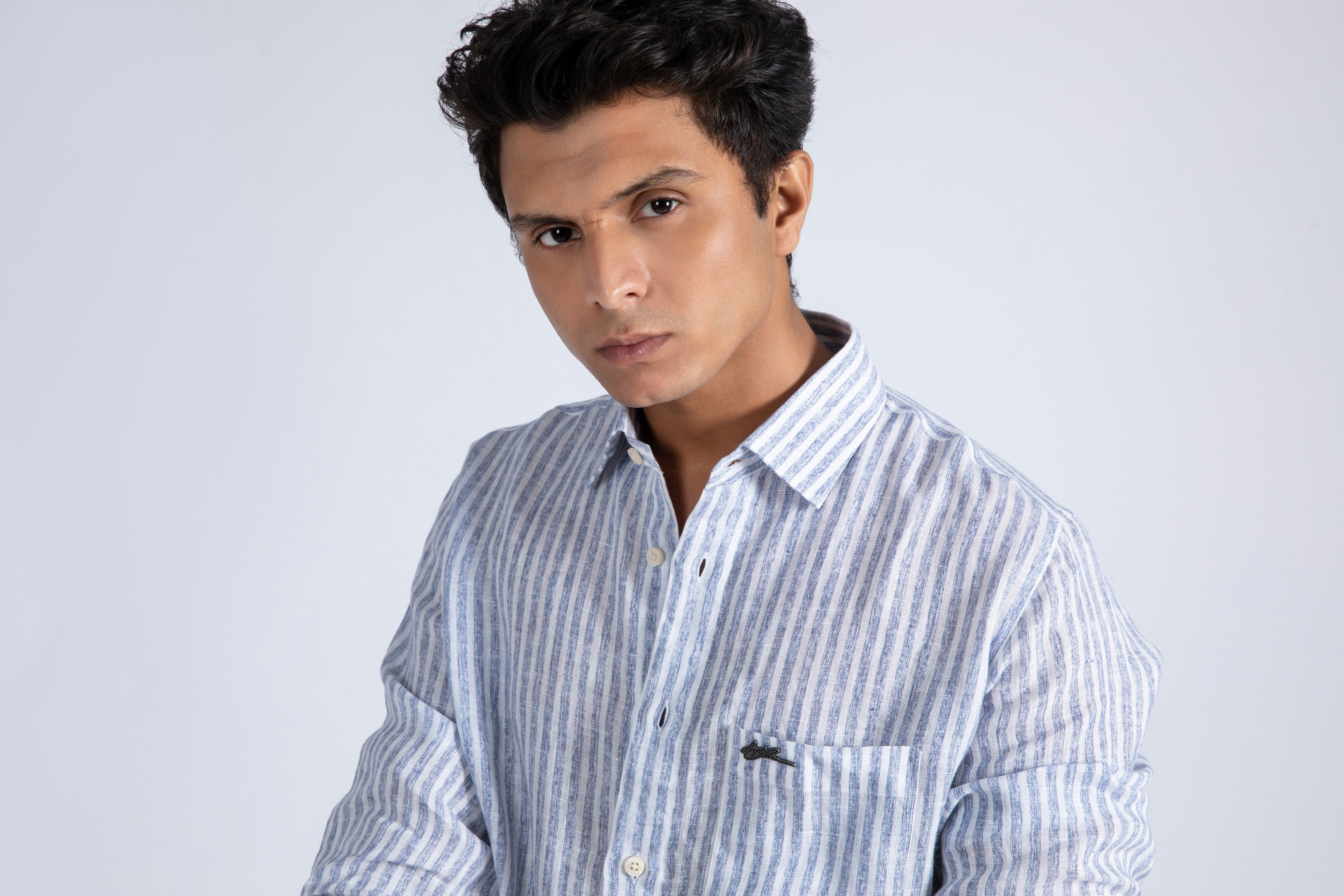Linen Blend Striped Shirt