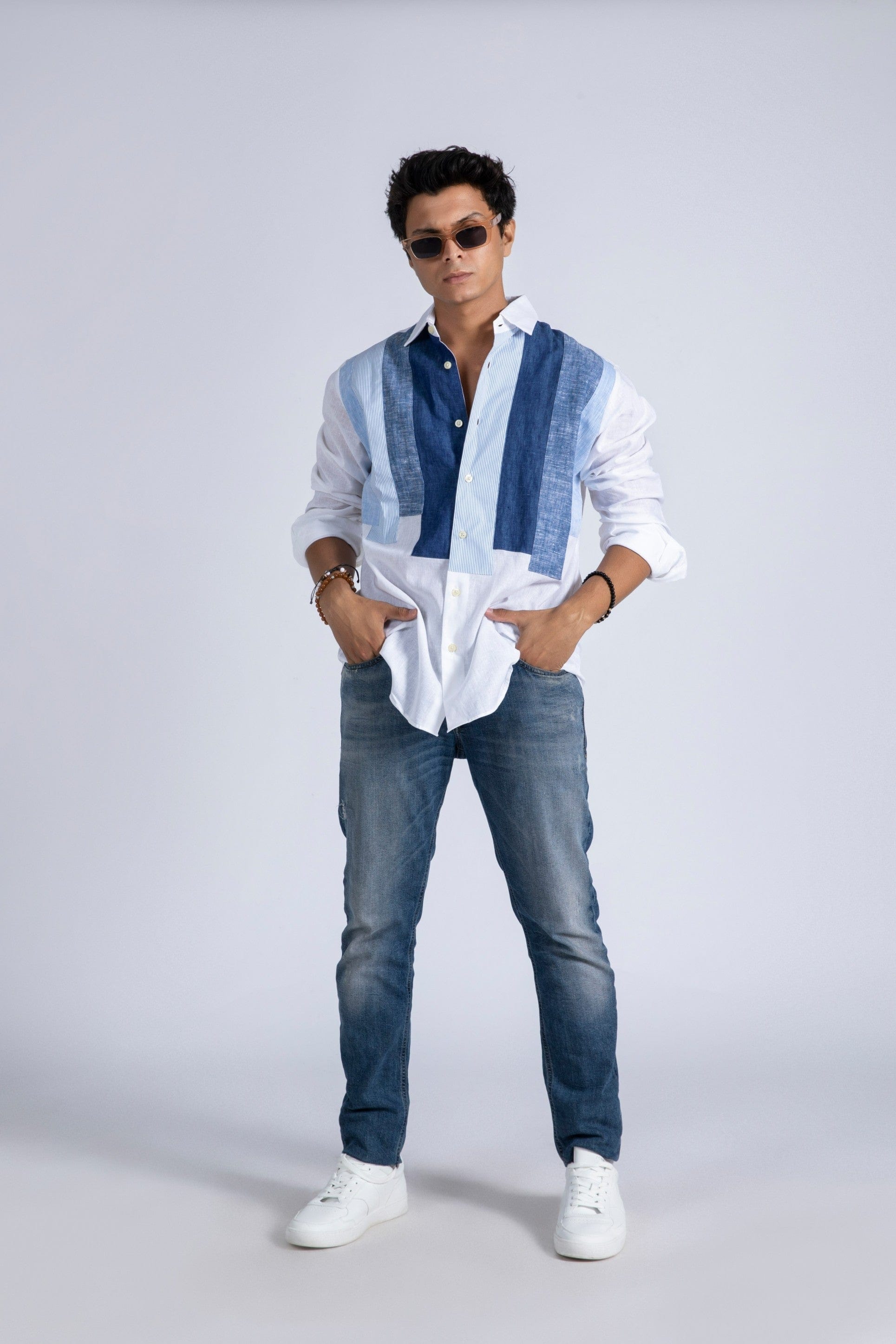 Linen Blend Panel Shirt