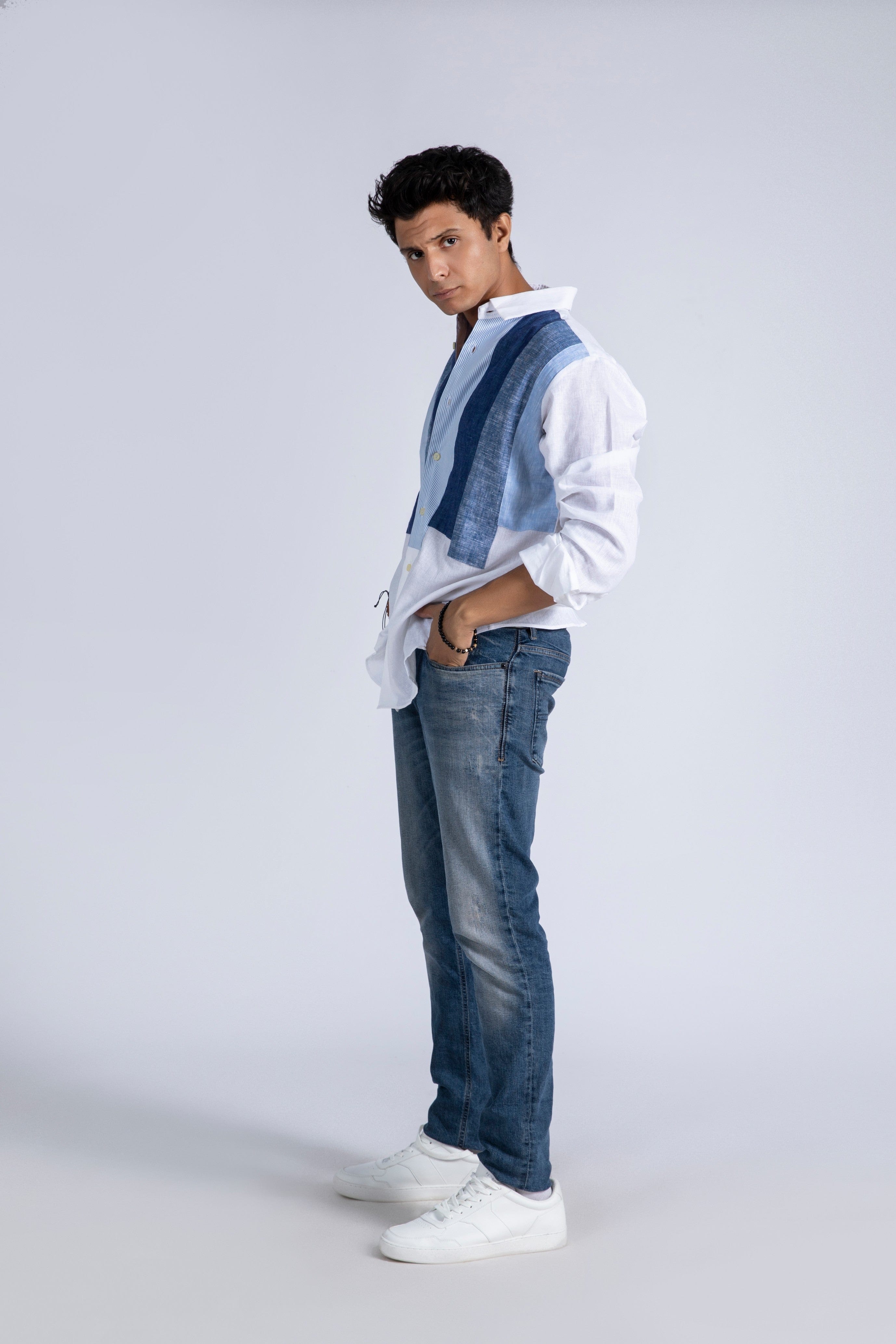 Linen Blend Panel Shirt