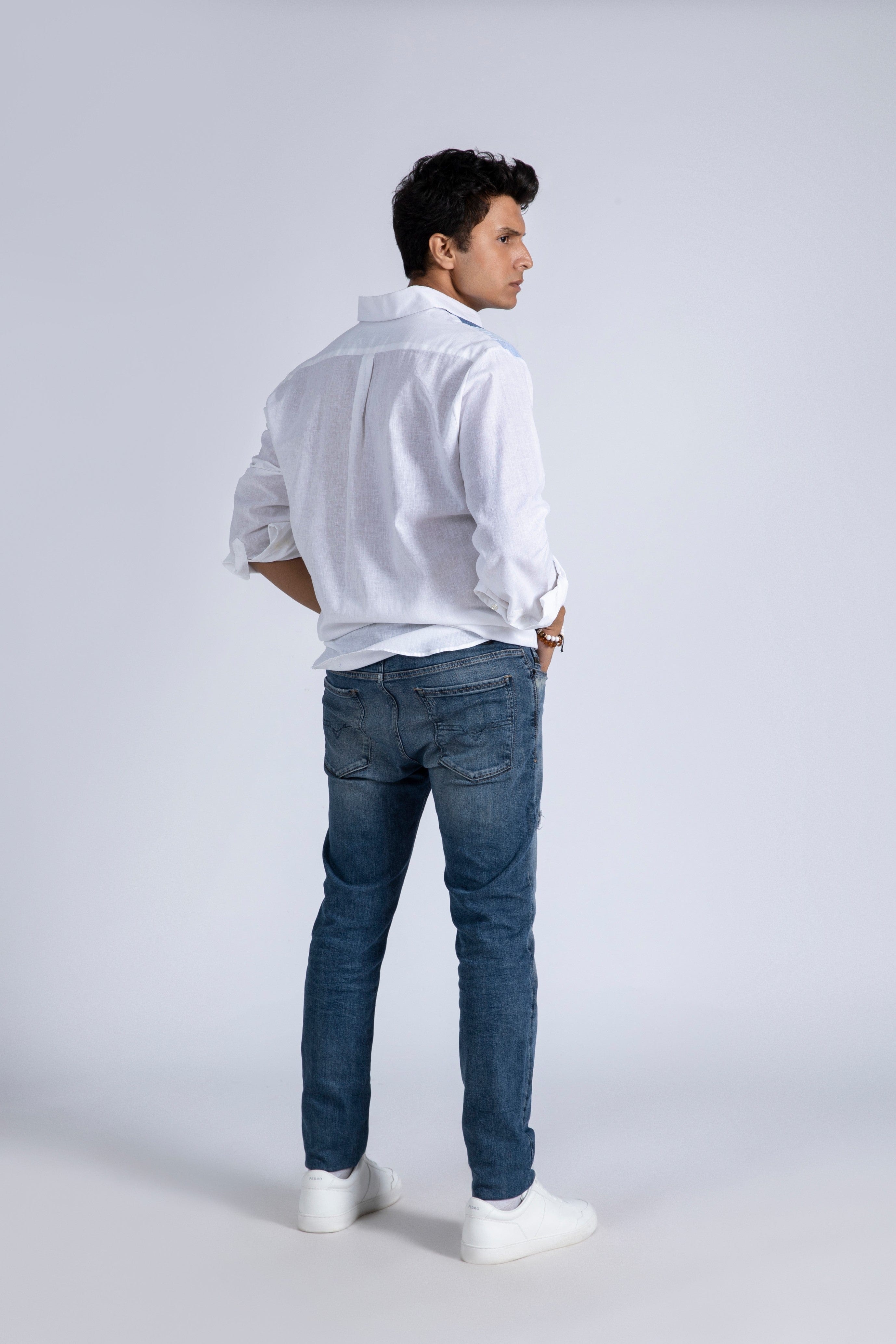 Linen Blend Panel Shirt