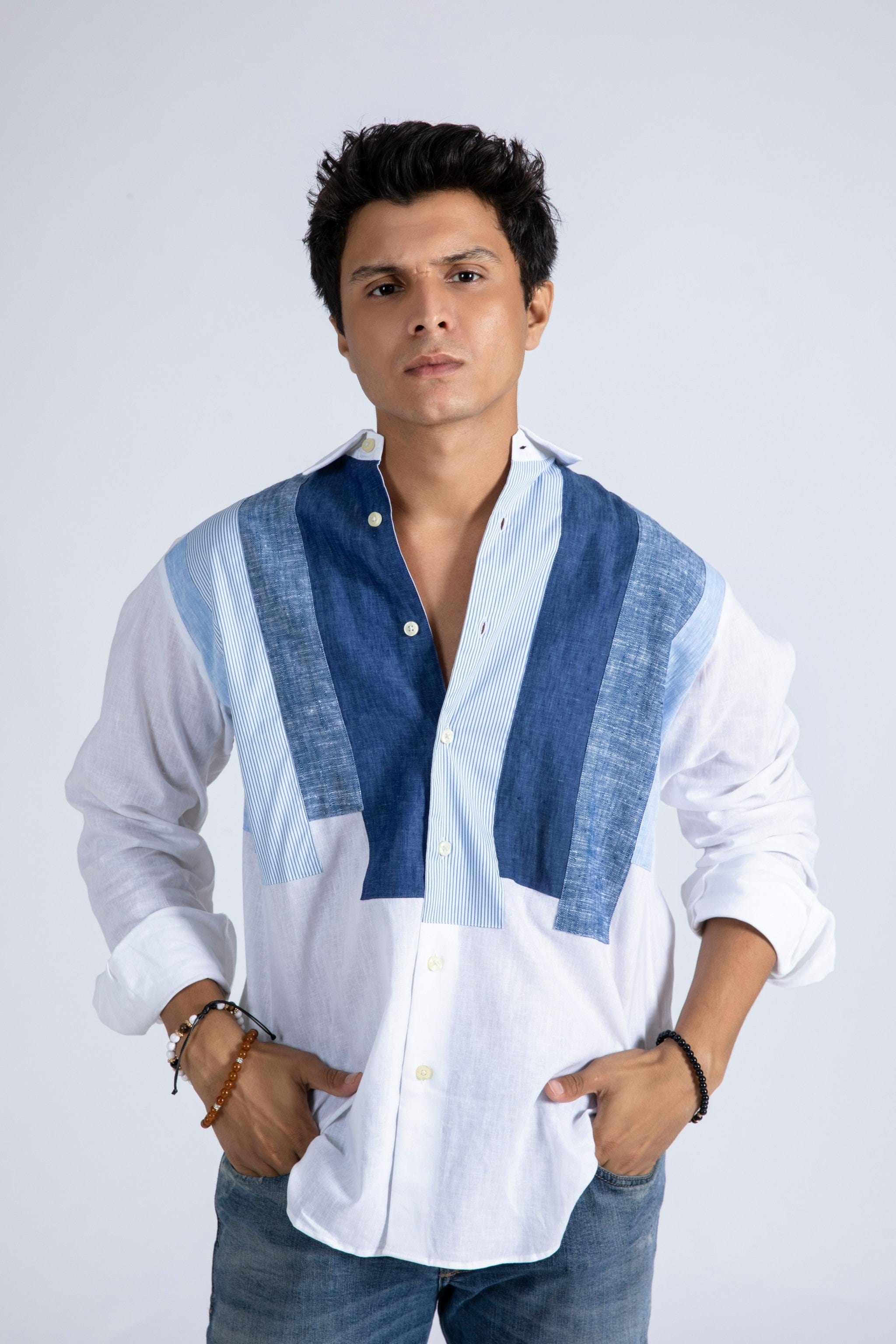 Linen Blend Panel Shirt